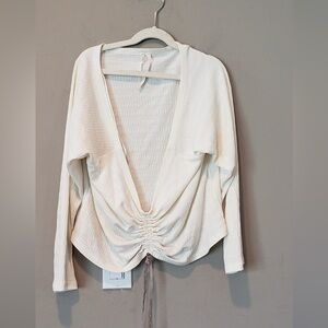 Anthropologie Cream Ruched Top